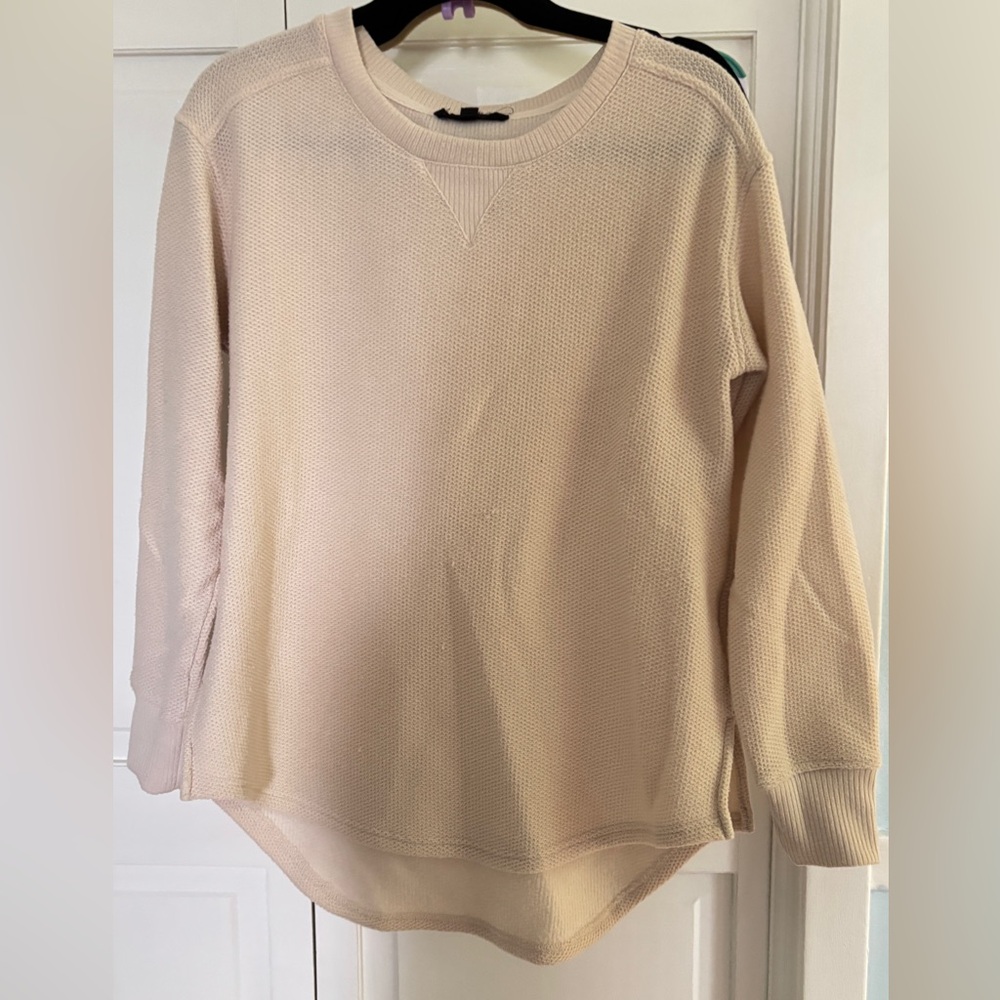 Jane Delancy Cream Crew Neck Sweater with Soft Knit Texture Medium